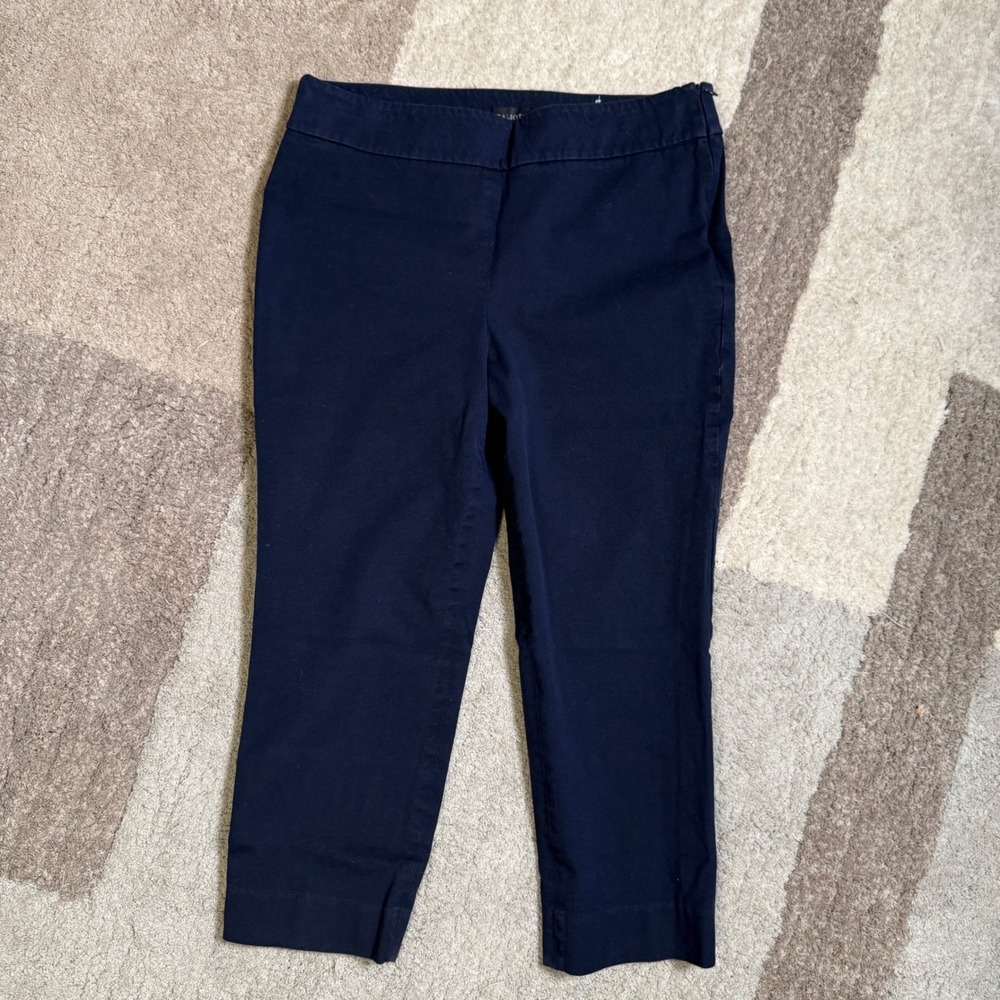 Talbots Chatham Crop Pant Navy Blue Side Zip Ankle Trousers Womens 10 ID5358